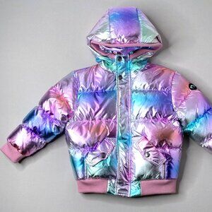 sz 12 Appaman Girls Winter Shiny Ombre Hooded Puffer Jacket Hip Length NWT